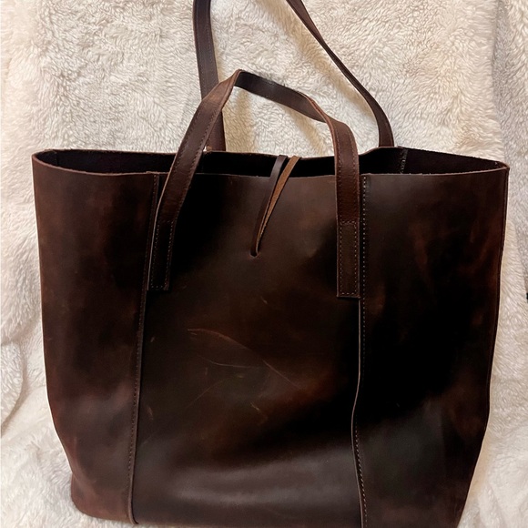 Vintage Brown Leather Tote Bag - Picture 4 of 12